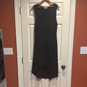 Andrea Jovine Black Asymmetrical Tiered Sheath Dress L